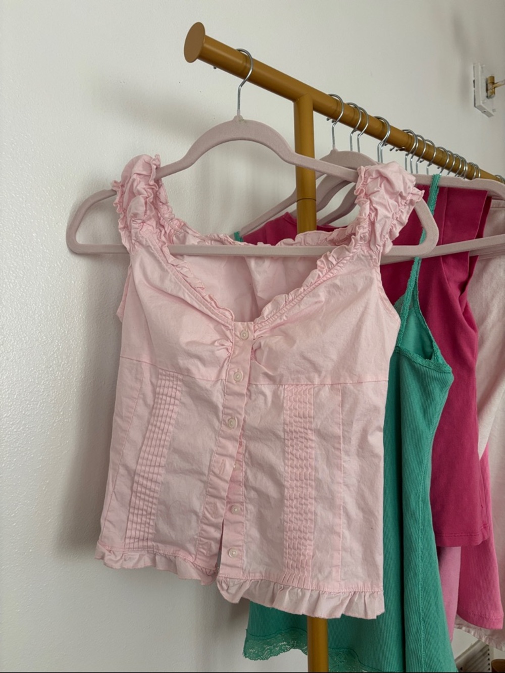 Brandy melville Ruffled Button-Front Tank Top